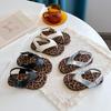 Korean-style children's flip-flops2026New summer collection: casual, flat-soled, leopard-print beach sandals for girls