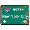 Highway Nostalgia Hub I-95 North Green Metal Sign - Vintage NYC Decor, Ideal for Man Caves & Office Walls
