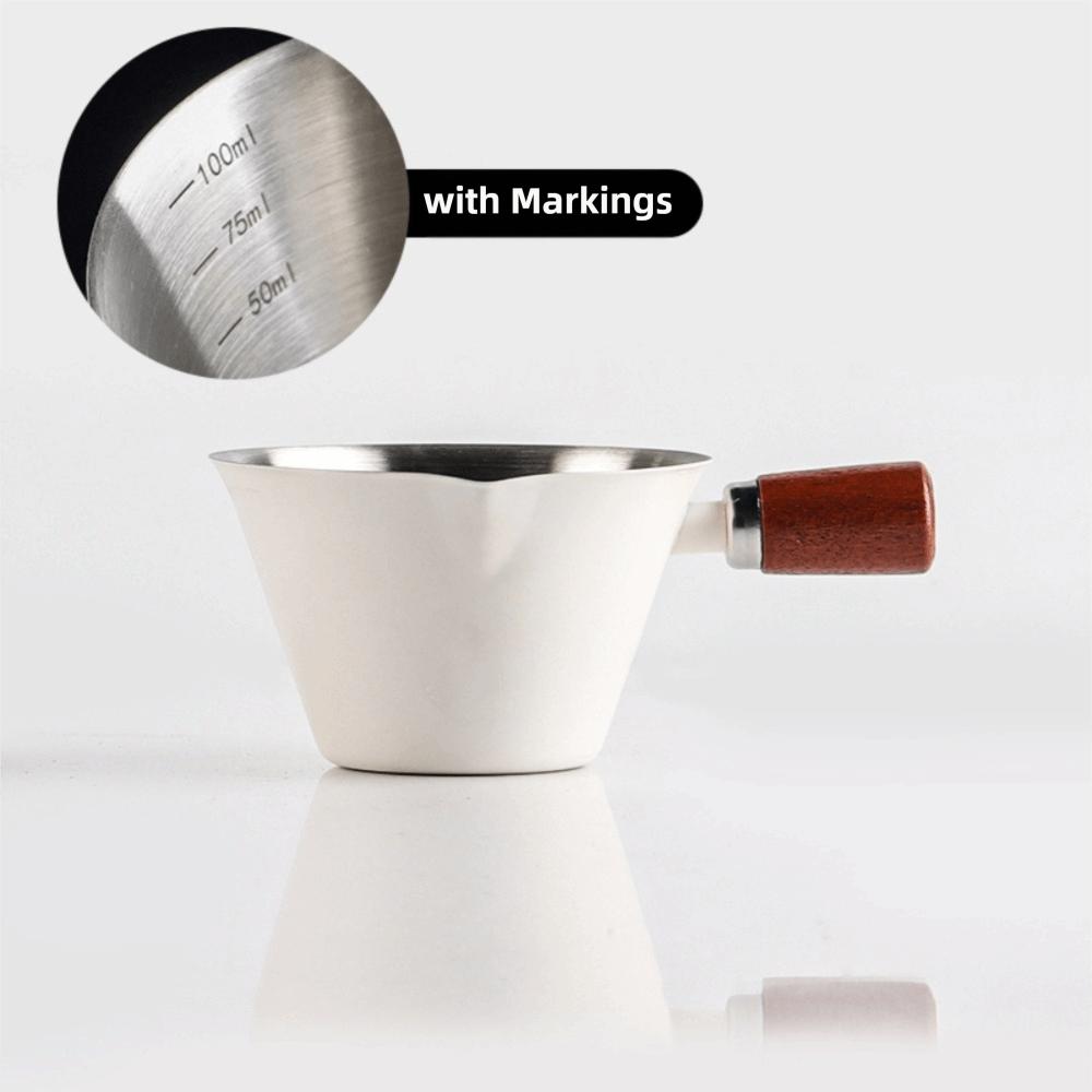 V-shaped Spout Coffee Espresso Cup Wooden Handle Coffee Extract Cup Coffee Measuring Cup Home
