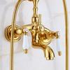 Tuqiu Gold Bathtub and Shower Faucet Set Wall Mounted Gold Bathtub Faucet, Bathroom Cold and Hot Bath and Shower Mixer Tap