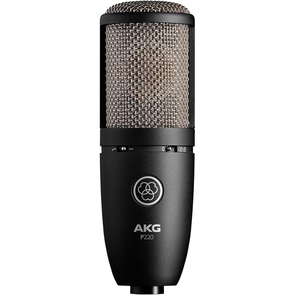 AKG P220 Project Studio Condenser Microphone Cardioid Pattern Metal Body Low-Cut Filter for Vocals Piano Brass Instruments