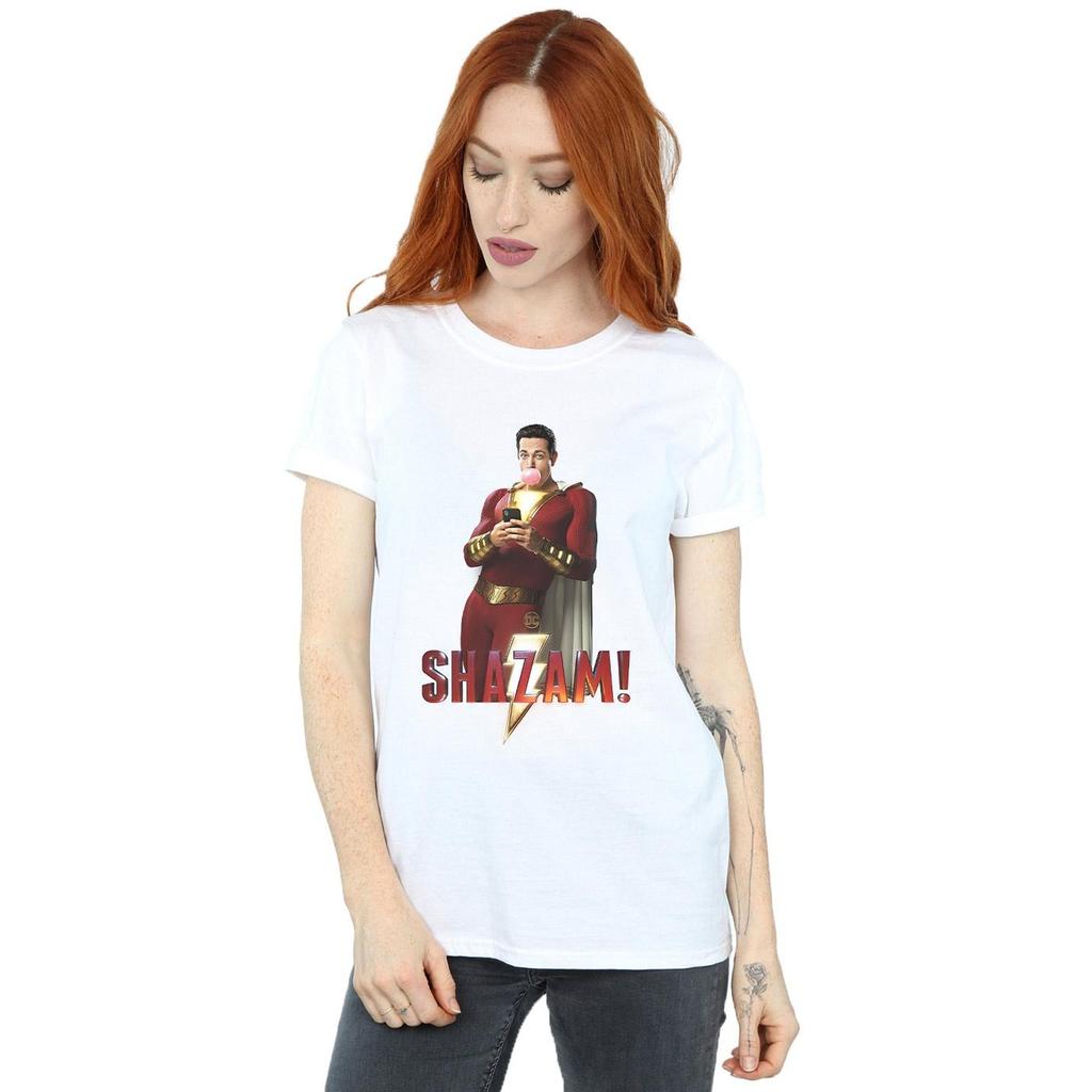 DC Comics Womens/Ladies Shazam Bubble Gum Cotton Boyfriend T-Shirt