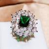 Новое имитация изумруда, полный бриллиант, высокое чувство темперамента, открывающееся кольцо, ювелирные изделия