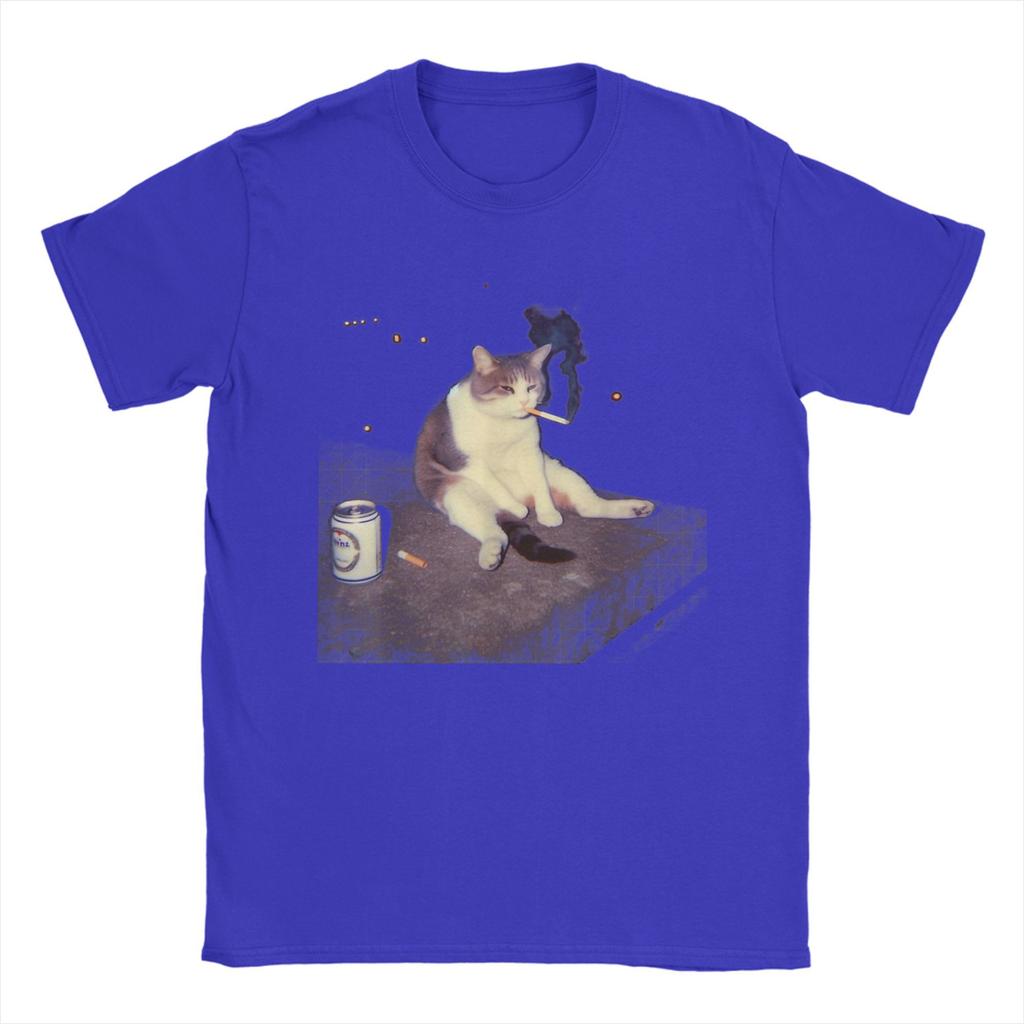 Cigarette Kitten Funny Smoking Cat Meme Stupid Brainrot Summer T Shirts Cotton Hipster Tshirt For Couple Short Sleeves Top Tees