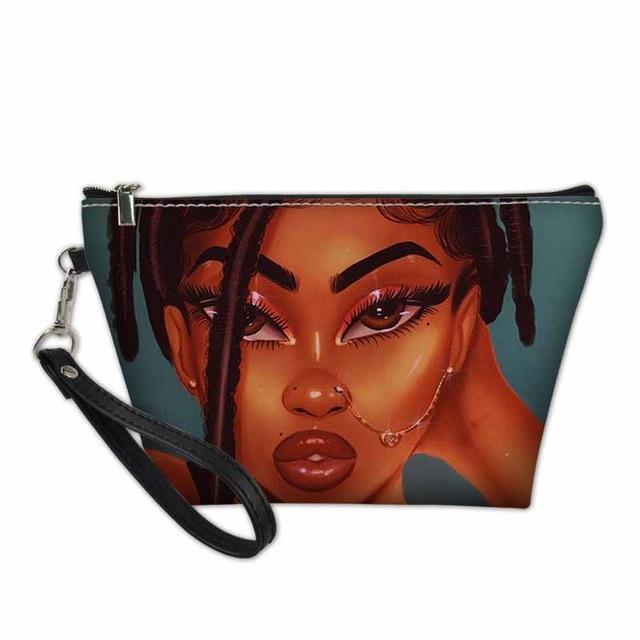 Custom Makeup Bags Afro African Girls Print Cute Cosmetic Bag Beauty Travel Organizer Make up Pouch Suitcase Women Toiletry Bag