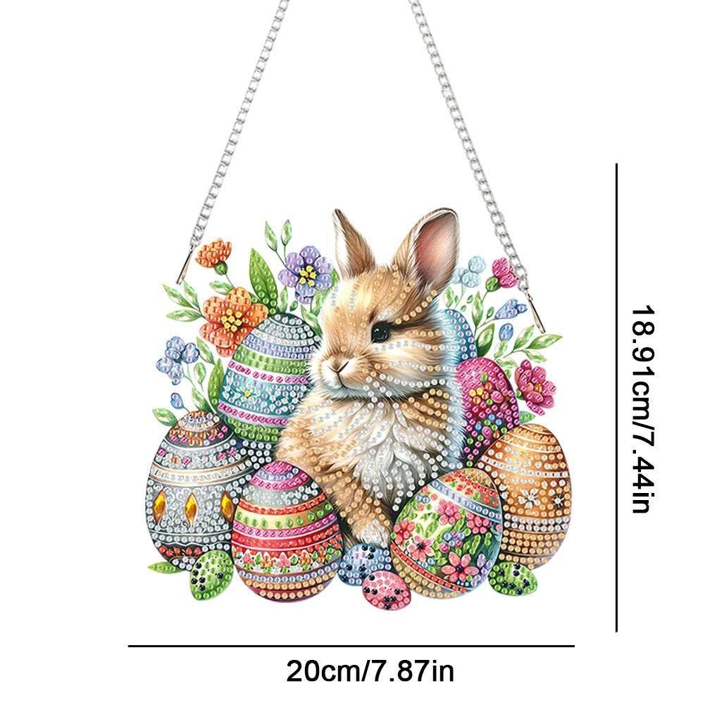 Acrylic Special Shape Easter Egg 5D DIY Diamond Painting Dots Pendant Rhinestone Diamond Art Pendants for Garden Window Decor