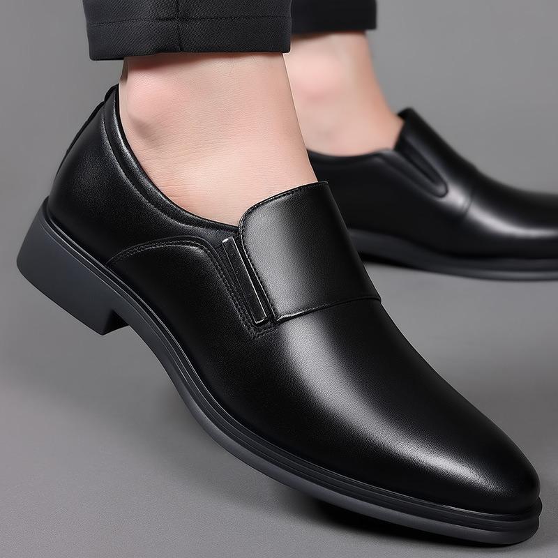 Men's Business Leather Shoes Spring New Men's Dress Cowhide Shoes Office Commute Wedding Height-increasing Shoes
