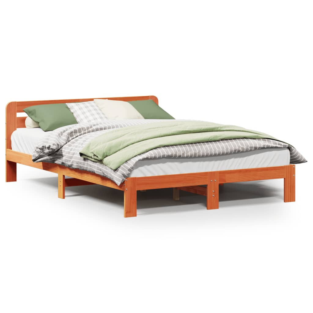 Solid Wood Bed without Mattress Wax Brown 120 x 200 cm Pine Wood
