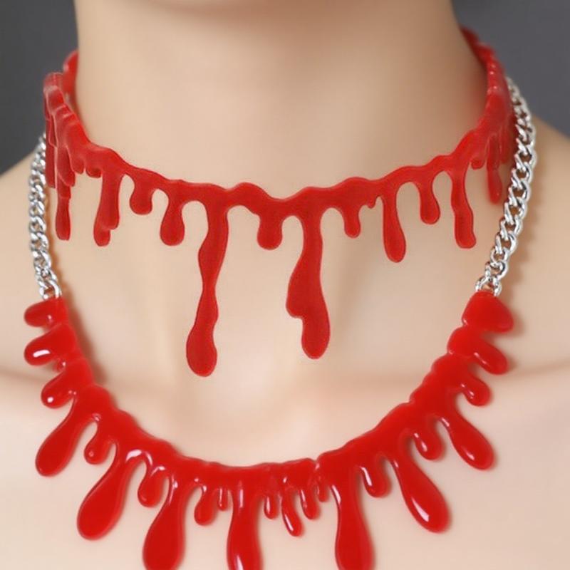 1Pc Halloween Blood Necklace Women Chokers Necklaces Halloween Party DIY Decorations Haunted House Horror Props Kids Toy Gift