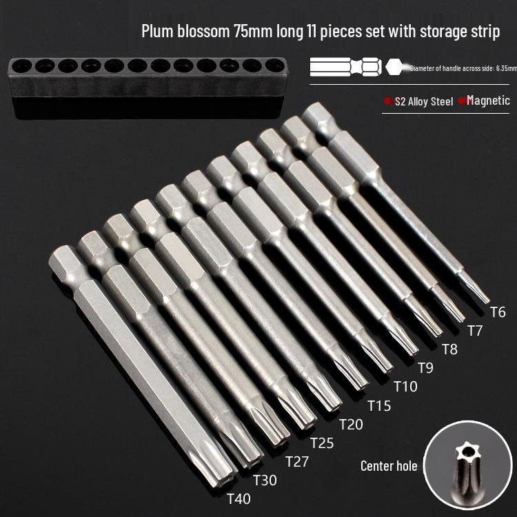 Магнитная 50-мм отвертка-звездочка и набор шестигранных бит для электродрелей