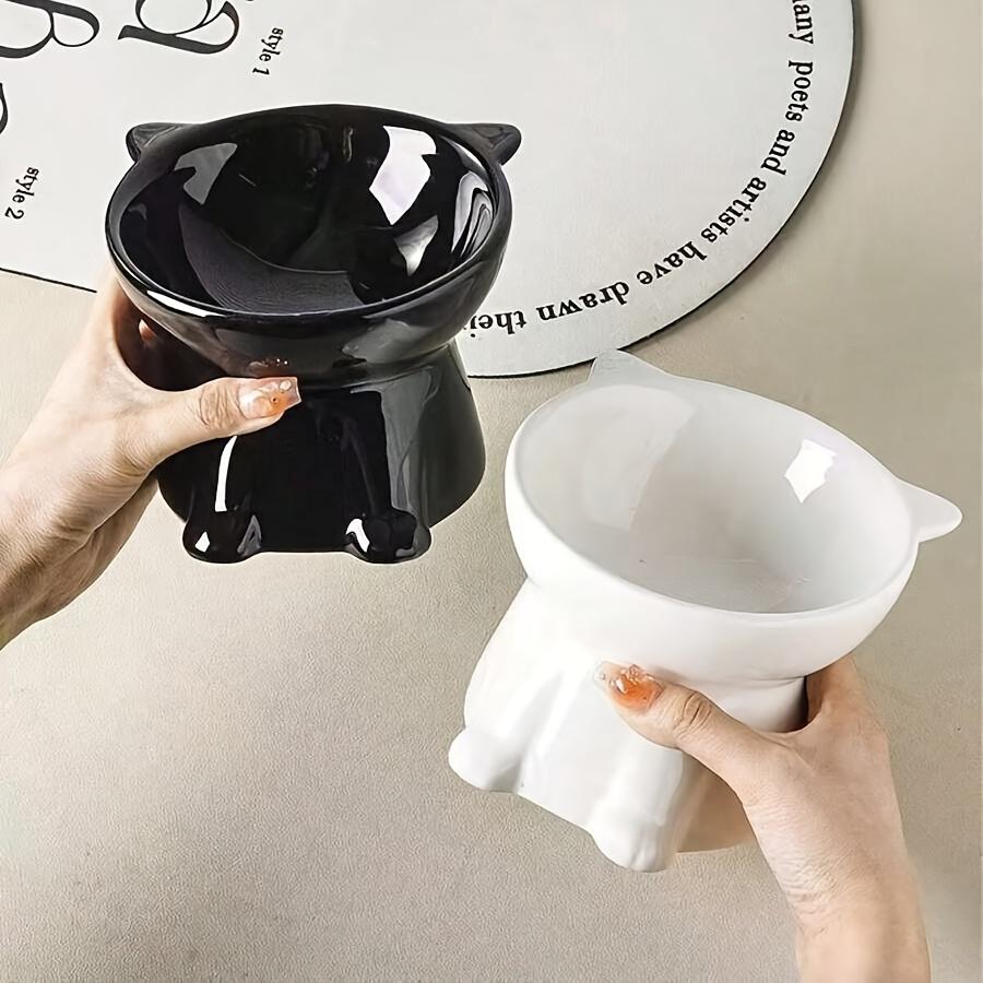 Cat Bowl, Anti Vomiting 15 Degree Tilted Cat Tray, Stable Base, Not Easy To Overturn, Pet Drinking or Food Feeding Station