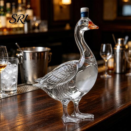 Unique Wine Bottle Gift 3D Animal Whiskey Decanter, 350ml Decorative Bottle, Glass Bird Liquor Design Artistic Decanter for Spirits Home Bar