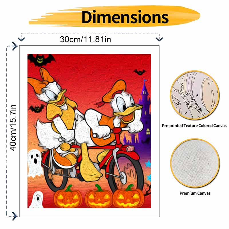 Disney Donald Duck Daisy Halloween Oil Paint by Numbers Art Kit Handmade Painting Home Decor Gift