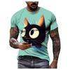 Summer Fashion Casual Cartoon Cat 3D Printing Graphic Mens T-shirt New Funny Anime Pattern Round Neck Harajuku Tees