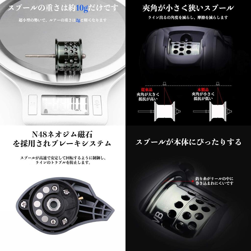 VISPREA Reel Bait Reel Sea Fishing Left Handle Right Handle Left Hand Right Hand Maximum Drag Force Gear Ratio Lightweight Long Throw Metal Spool N48