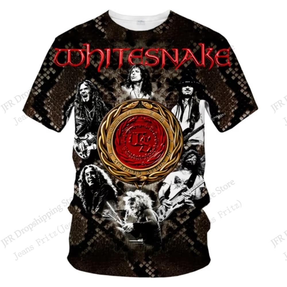 Новая модная футболка с 3D-принтом в стиле Whitesnake для мужчин и женщин, модный уличный стиль, хэви-метал, рок, топы с коротким рукавом