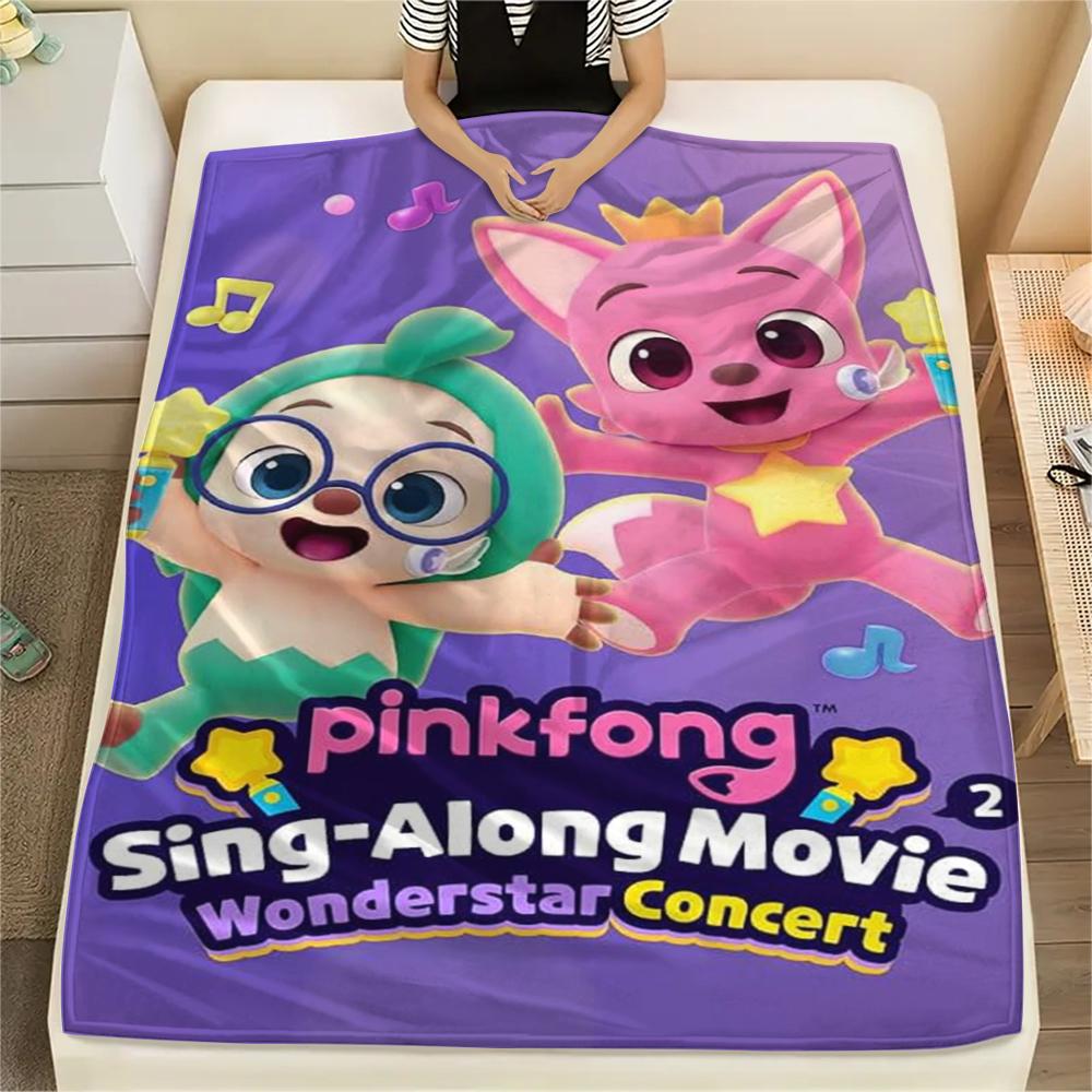 1PC Pinkfong Print Flannel Blanket, High quality Comfortable for All Seasons, Home Decor, Warmth and Comfort, Perfect for Christmas Gifts110