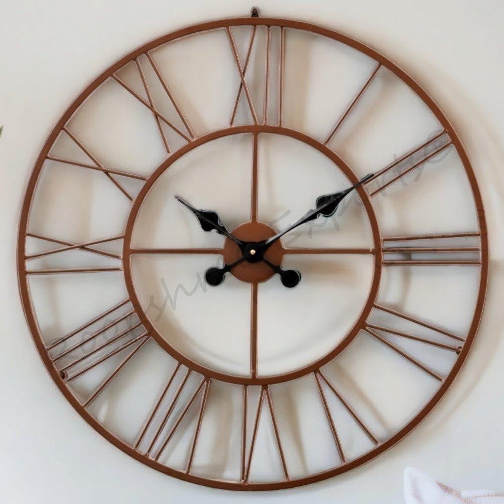 Часы Железные Ручной Работы Большие Медные Абстрактные Аналоговые Настенные Часы (60X60 См, Коричневый, Медь)