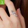 S925 Sterling Silver Dragonfly Open Ring Fresh Pastoral Insect Niche Ring Jewelry