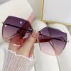 New Vintage Square Sunglasses Woman  Designer Glasses Rimless Gradient Sun Glasses Female Fashion Big Frame Oculos De Sol