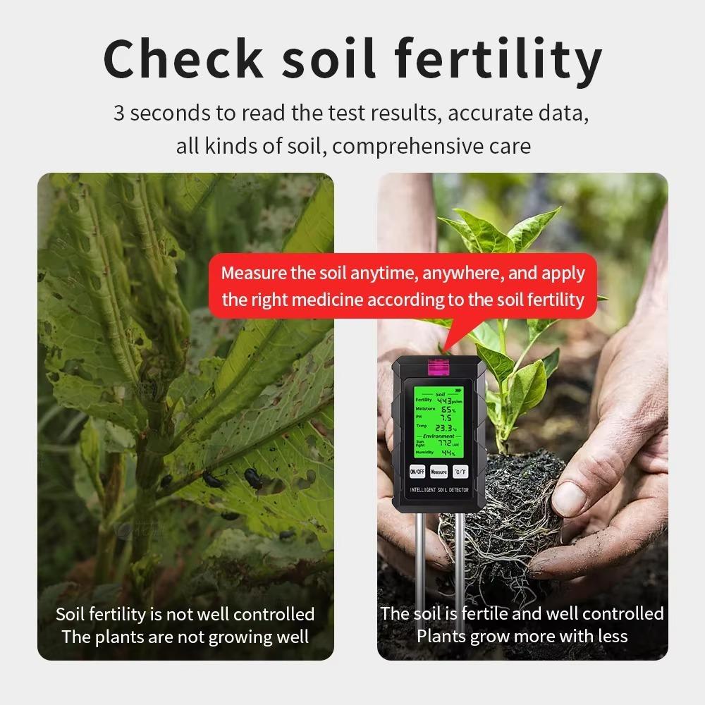 6-in-1 Soil Fertility Detector LCD Screen Garden Soil Analyzer  for Farm Soil Check