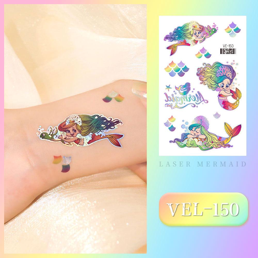 Waterproof Kids' Cartoon Tattoo Stickers: Princess, Butterfly & Mermaid Series