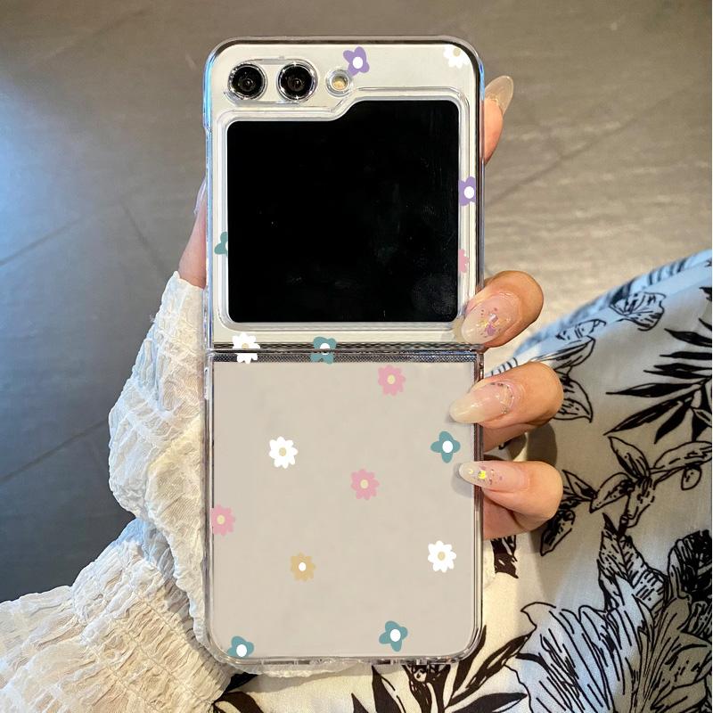 Little Love Heart Transparent Case For Samsung Galaxy Z Flip6 Flip5 Flip4 Folding Hard Phone Cover For Samsung Z Flip 6 5 4 3 5G