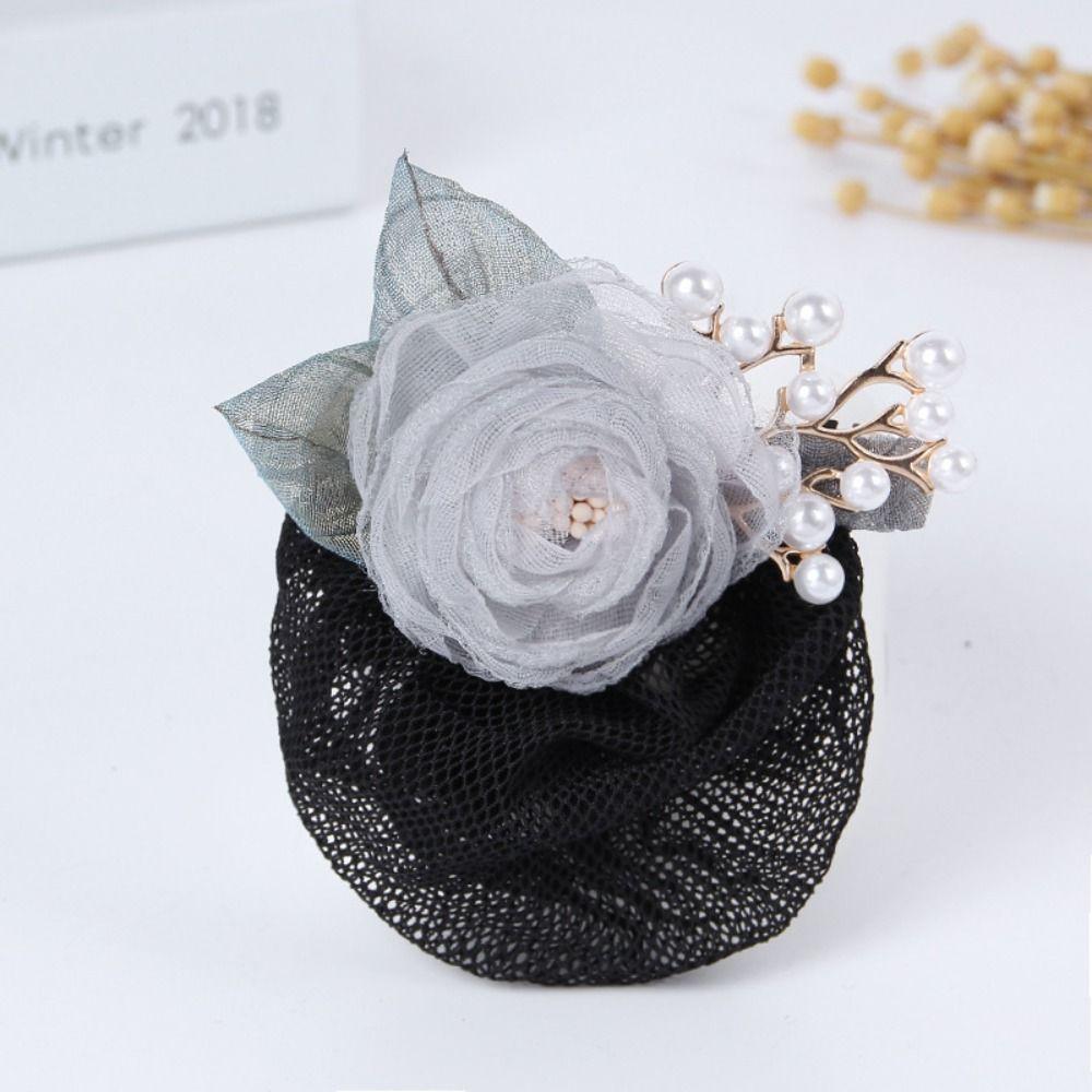 Korean Style Pearls Crochet Bun Net Bun Snood Rose Lace Hair Net Office Lady