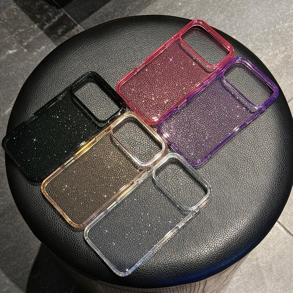 Luxury Star Glitter Phone Case for iPhone 17 16 15 14 13 12 11 Pro Max Acrylic Transparent Shockproof Hard Back Cover