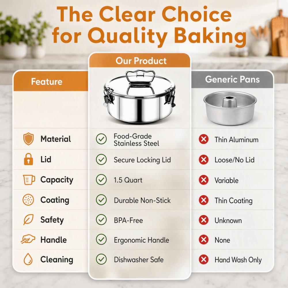 Stainless Steel Cake Baking Flan Mold Pot with Lid Pudding Cake Mold Durable Flan Pan Mold Kitchen