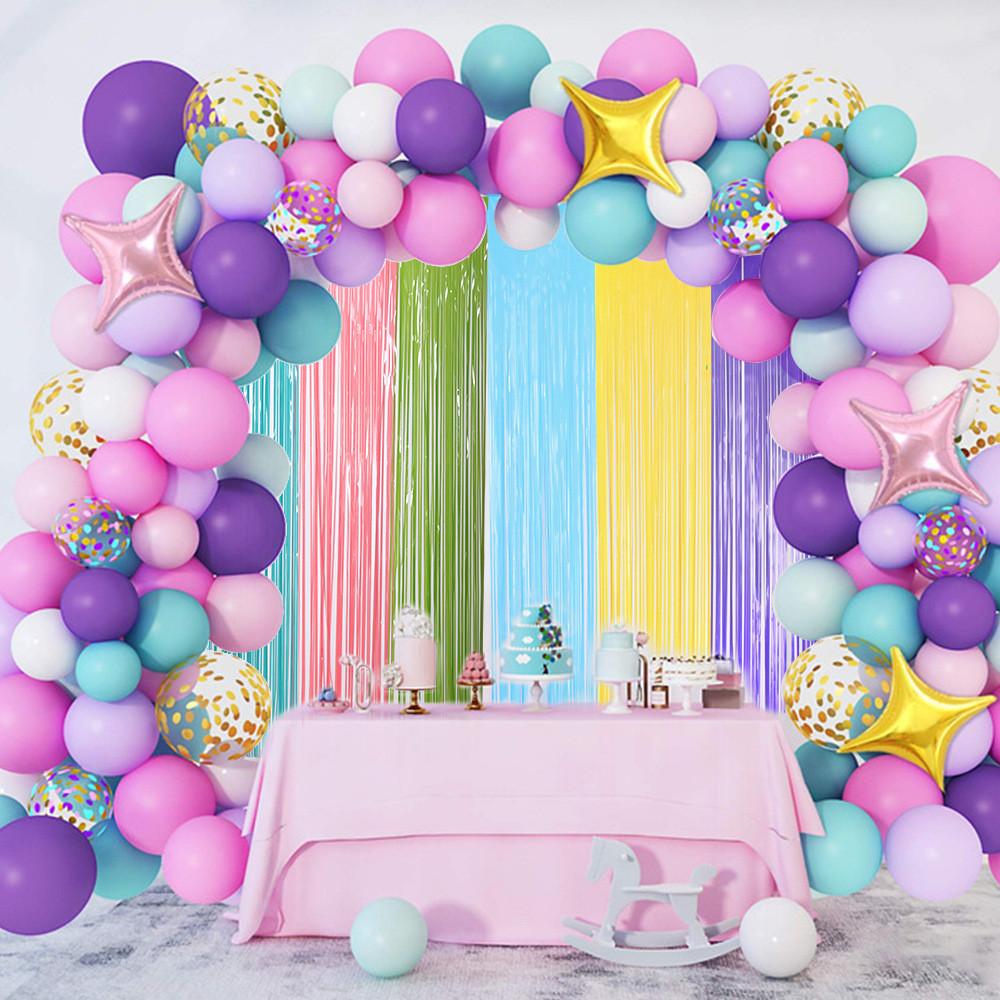 Bright And Cheerful Fluorescent Macaron Rain Curtain Ideal For Kids Birthday Celebrations