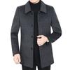 Autumn and Winter New Men's Woolen Coat Medium and Long Business Casual Thickened Plaid Down Coat Men's Coat