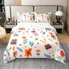 Cartoon Animal Duvet Cover Queen Size Trendy Wildflowers Camel Plants Floral Bedding Set Bedroom Decor For Boys Girls 3 Pcs