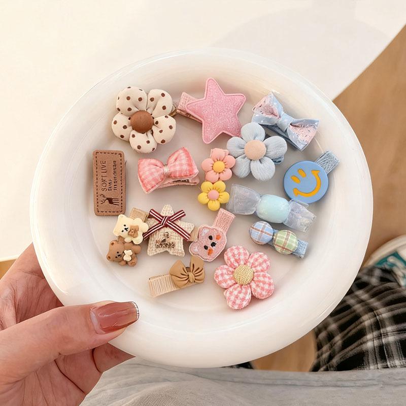 Adorable Fabric Bow & Flower Hair Clips for Kids - Non-Damaging Accessories