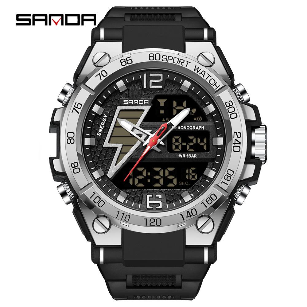 Sanda Men's Multifunctional Waterproof Luminous Military-Style Outdoor Sports Electronic Watch