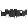 VidaXL 9-piece Garden Dining Set and Cushions Black Wicker, Dining Set, Outdoor Dining Set, 3187329