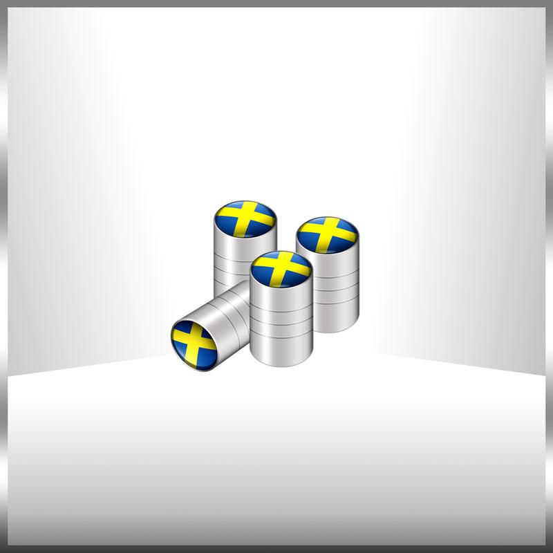 Car Decor 4Pcs Sweden Swedish Flag Emblem Auto Wheel Tire Valve Caps Covers Car Styling For Volvo V40 V60 XC40 XC60 XC90 V90 S90