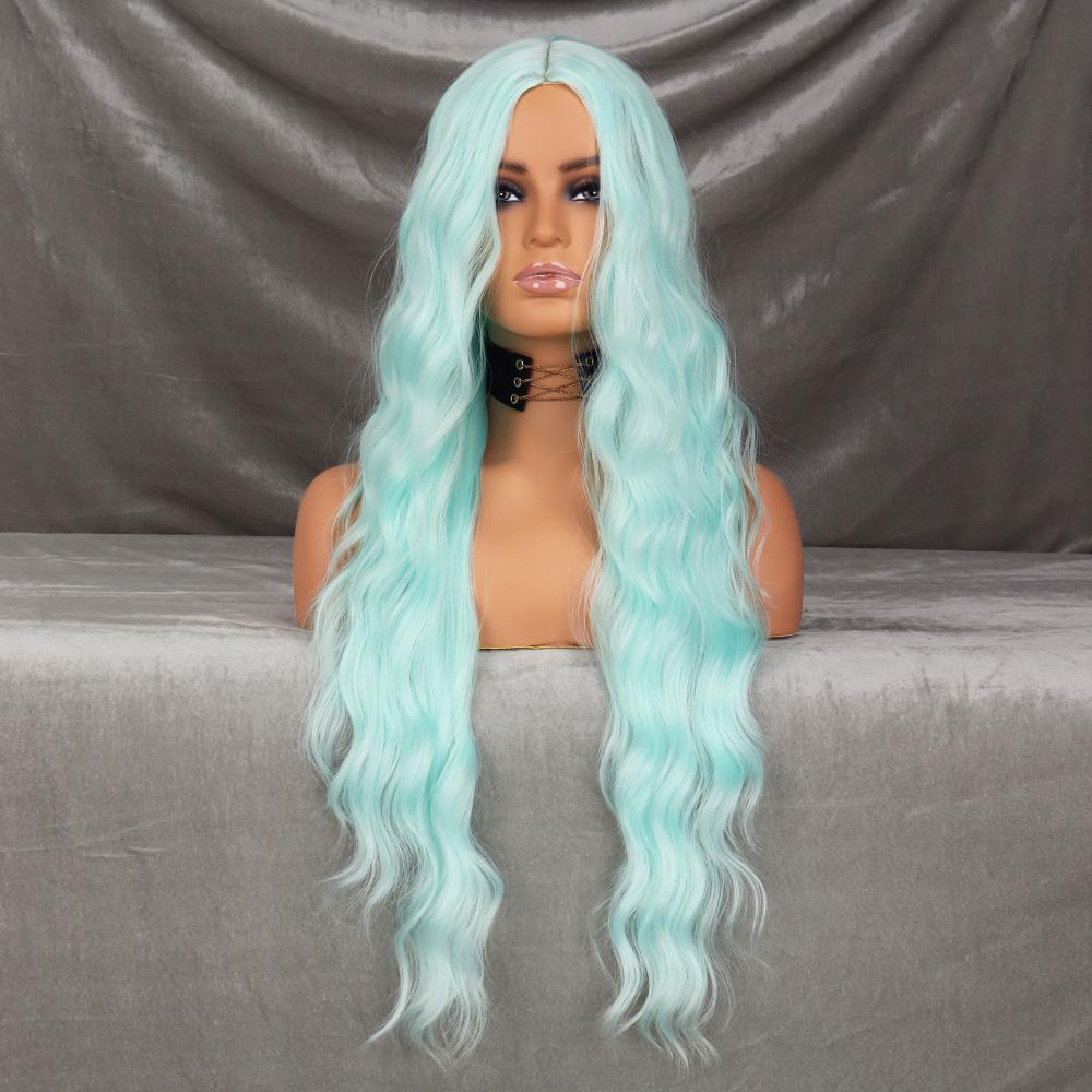 MERISIHAIR Long Wavy Black Wig Women Synthetic Heat-Resistant Fiber Natural Cosplay Party Lolita Long Wavy Wig