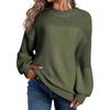 Women's Casual Loose Knit Sweater with Hollow-out Sleeve Design, Round Neck Long Sleeve Pullover In 6 Colors