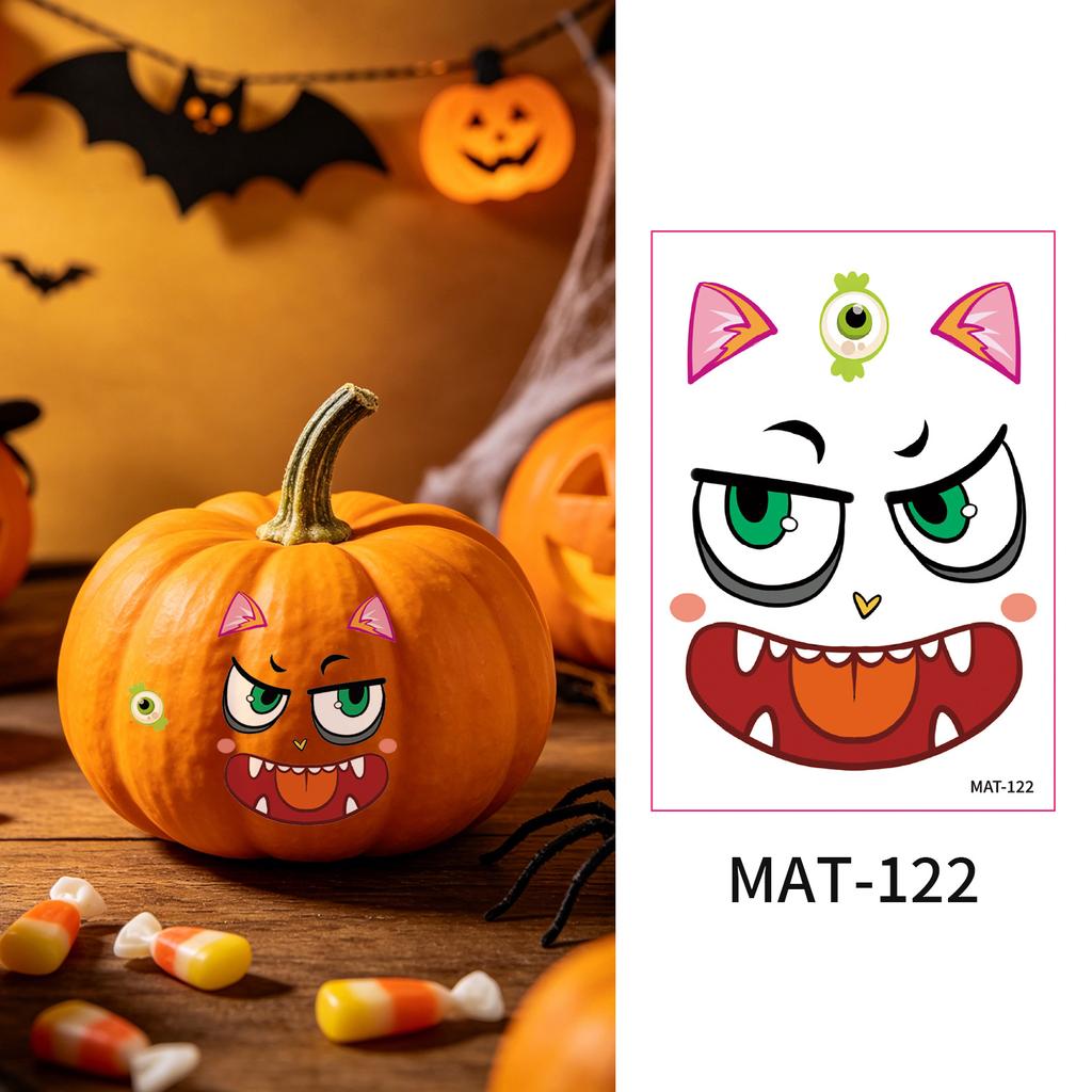Halloween matte tattoo stickers for decorating pumpkin expressions - DIY creative decoration items for party atmosphere enhancement