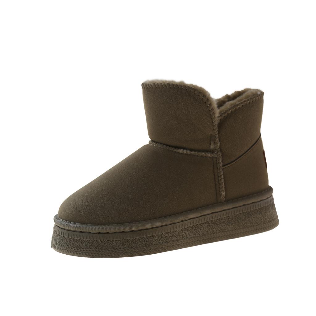 Модные женские зимние ботинки, новые теплые плюшевые ботинки 2024 года, горячая распродажа, износостойкие, на толстой подошве, зимние модные однотонные повседневные удобные ботинки