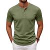 Мужская футболка-henley с коротким рукавом и планкой на пуговицах, повседневная, приталенная, спортивная, базовая, однотонная, с круглым вырезом, для повседневной носки