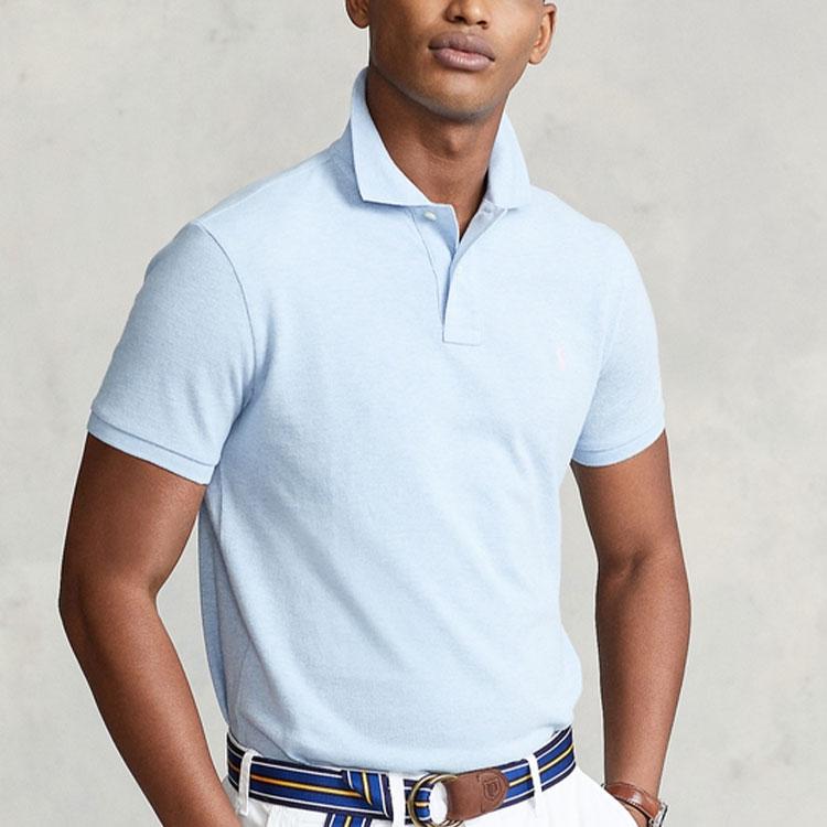 Polo Ralph Lauren SS22 Mesh Рубашка поло с коротким рукавом Мужские топы Светло-голубой MNPOKNI1N821591-400