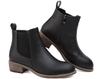 Hanani Ankle Thick Thick Side Gore Side Solid Ankle Boots for Women Women's Boots, Comfortable, Sole, Waterproof, Heel, Boots, Zip, Black, Leather,