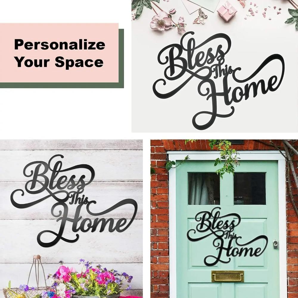 18”X13” Металлический настенный трафарет Bless This Home Decor - Элегантные знаки для украшения гостиной - Идеально подходит для добавления нотки благословения
