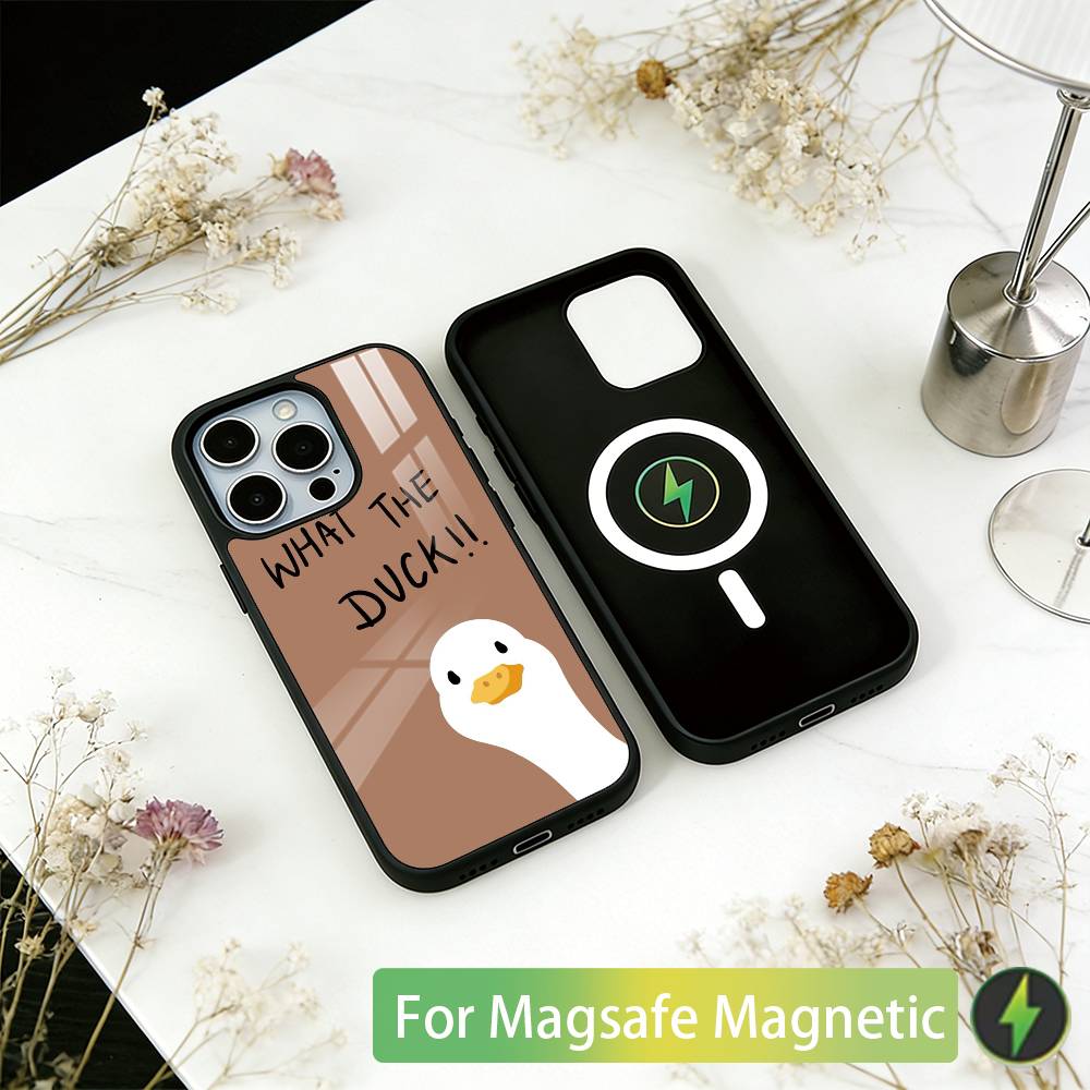 Чехол для телефона с уткой для iPhone 17, 16, 15, 14, 13, 12, 11 Plus, Pro, магнитный с Magsafe, беспроводная зарядка