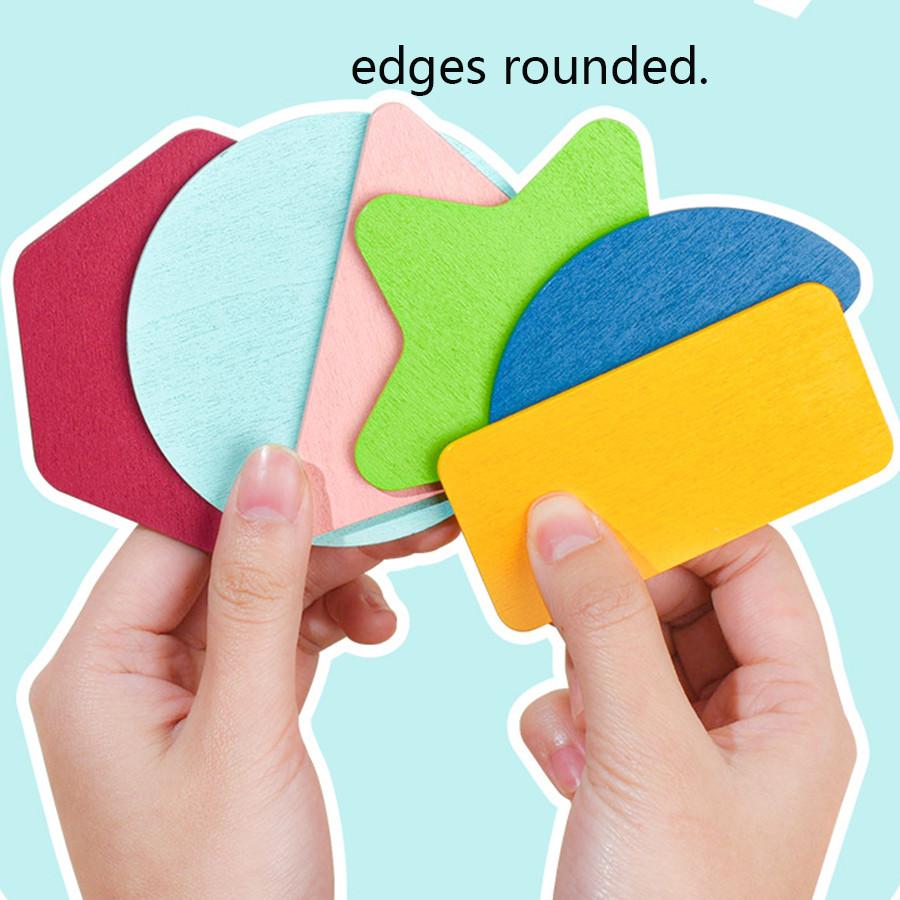 Children Montessori Puzzle Wooden 3D Jigsaw Game Tangram Stick Geometric Ring Shape Matching Kids Early Educational Toys