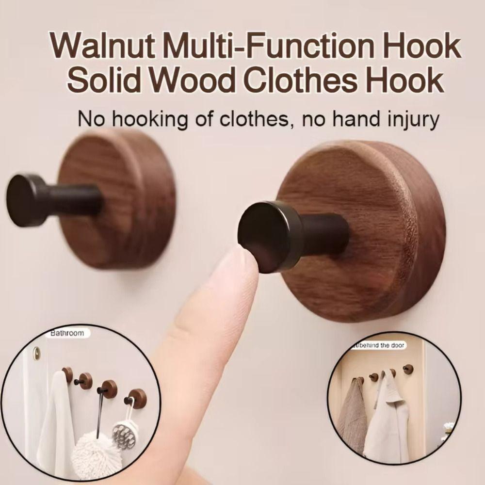 Solid Wood Suction Cup Hook Self-Adhesive Bathroom Hook Space Saving Wall Mount Hook  Door Hanging