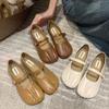 French Retro Mary Jane Single Shoes Women'S Summer Flat-Soled Grandma Shoes Soft-Soled Comfortable Beanie Shoes