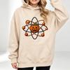 Science Teacher Halloween Hoodies Physics Chemistry Pumpkin Atom Graphic Sweatshirt Science Pun Hooded Science Lover Holiday Top